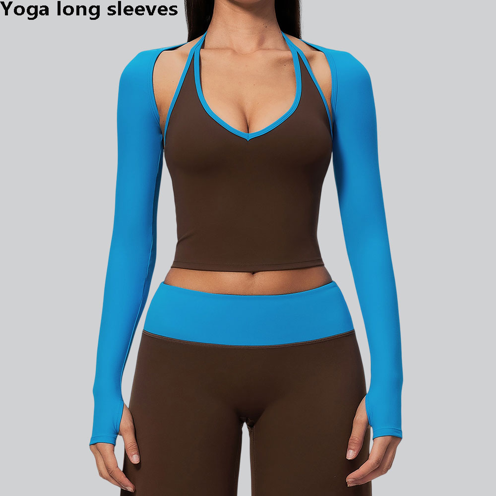Pilates Yoga Wrap Top - Women's Sports Crop Top Long Sleeve
