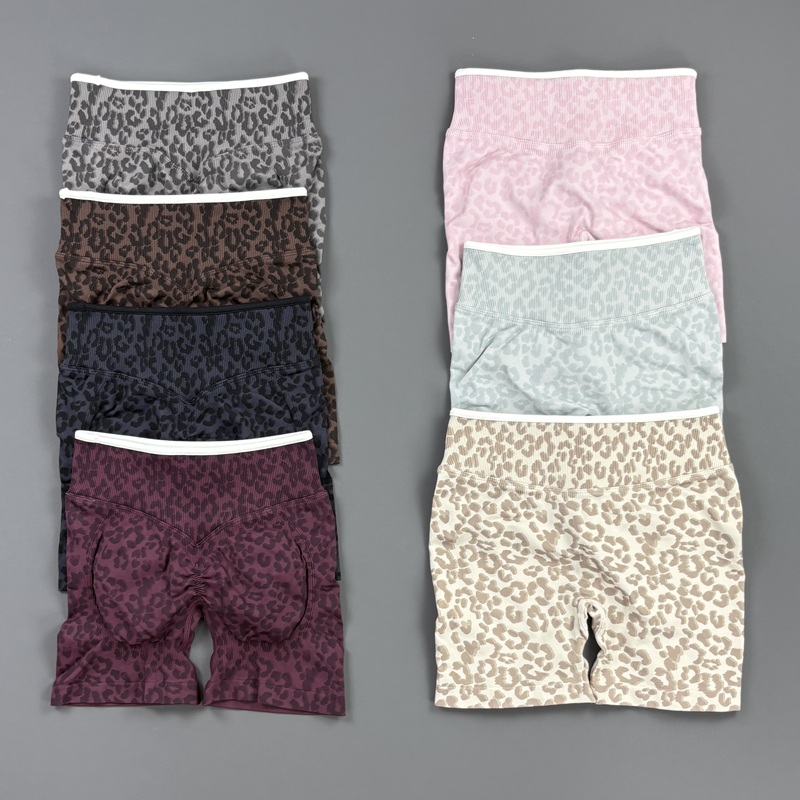 Pilates Yoga Gym - HISTELLO Gym Shorts Leopard Print Women