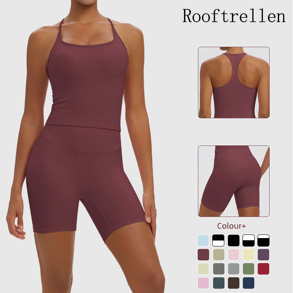 Pilates Yoga Gear - Rooftrellen 2PCS Sexy Solid Color Yoga