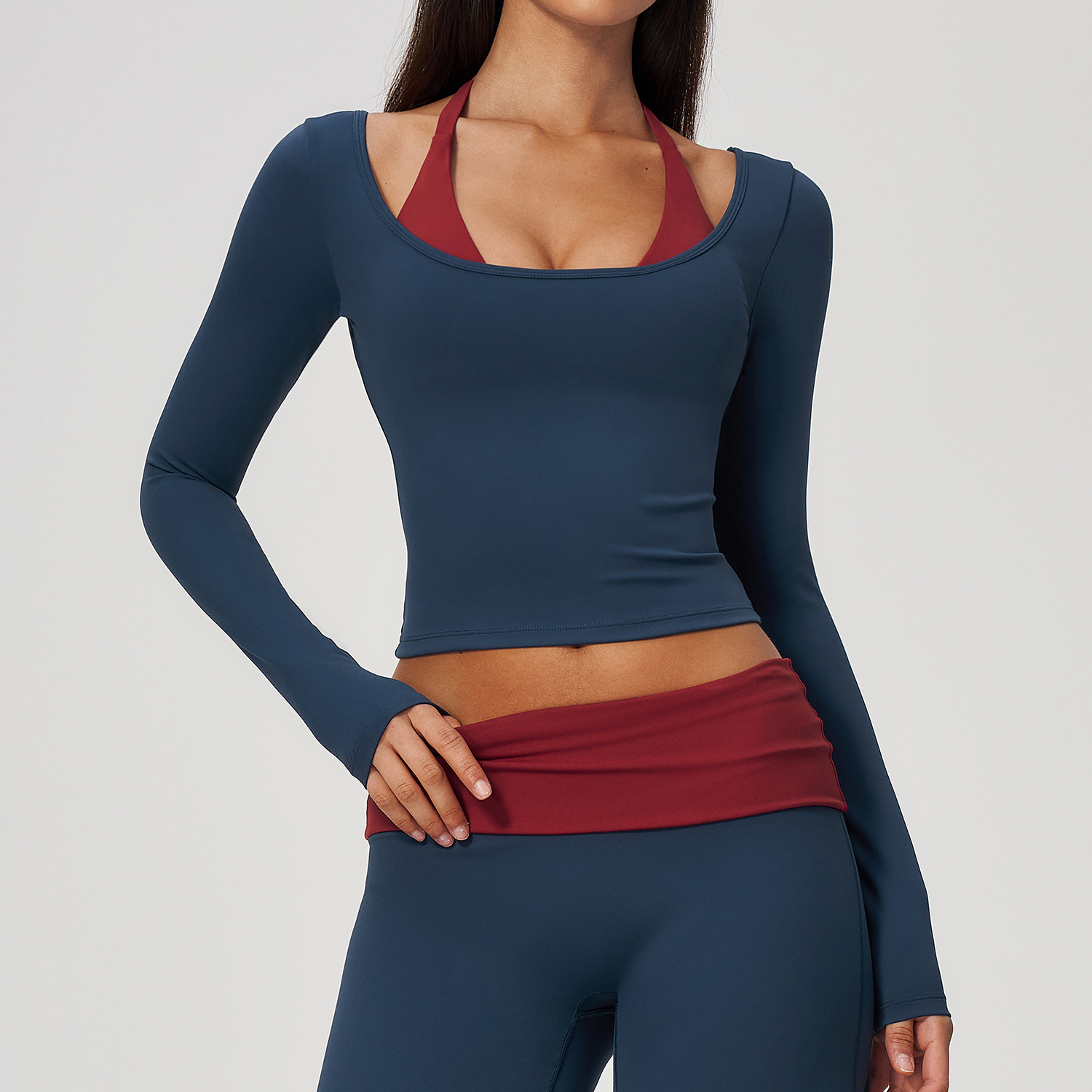 Yoga Strap Cotton - 2-in-1 Fake Two Piece Halter Yoga