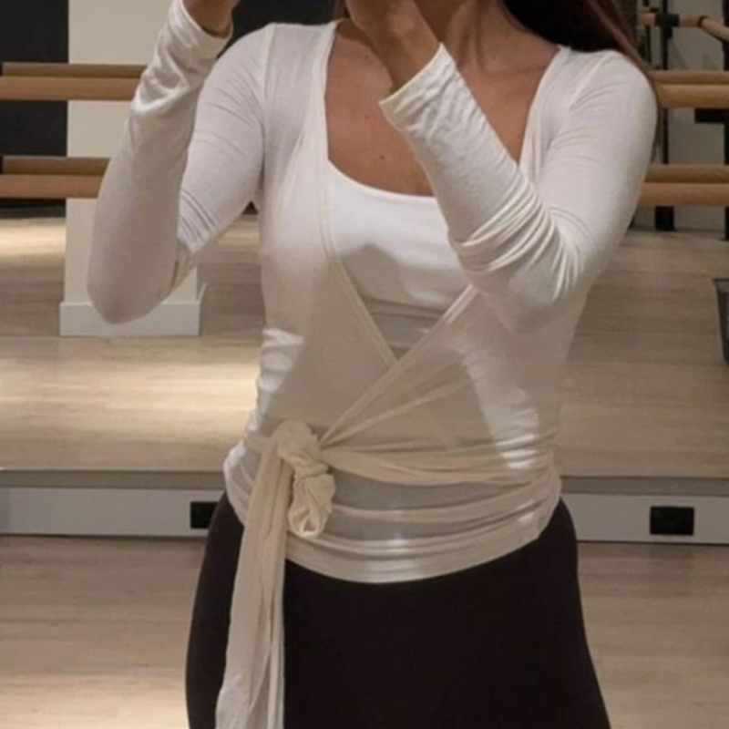Women Sexy Wrap Crop Tops Shir - đánh giá và giá Pilates Yoga Wrap Top