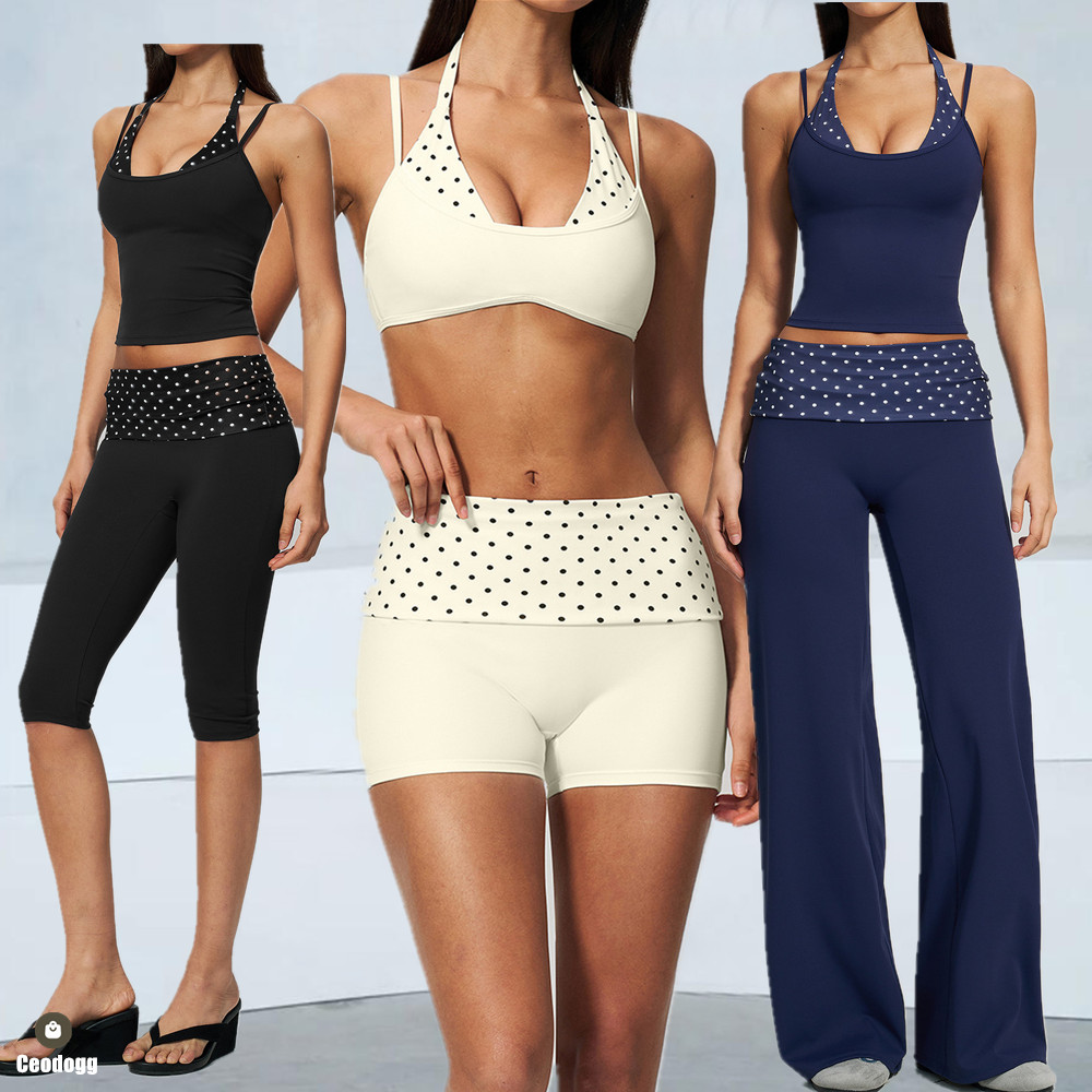 Polka Dot Women Strap Halter Y - đánh giá và giá Pilates Yoga Wrap Top
