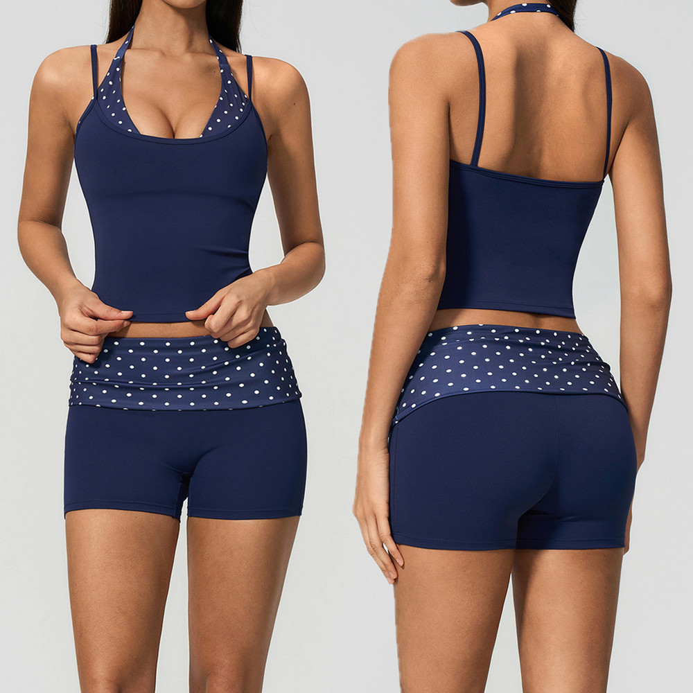Polka Dot Women Strap Halter Y - đánh giá và giá Pilates Yoga Wrap Top