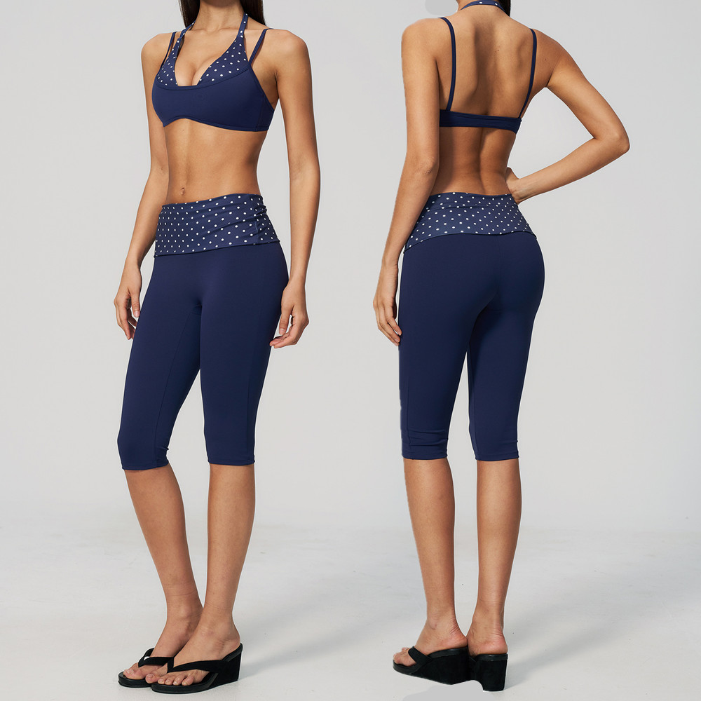 Polka Dot Women Strap Halter Y - đánh giá và giá Pilates Yoga Wrap Top