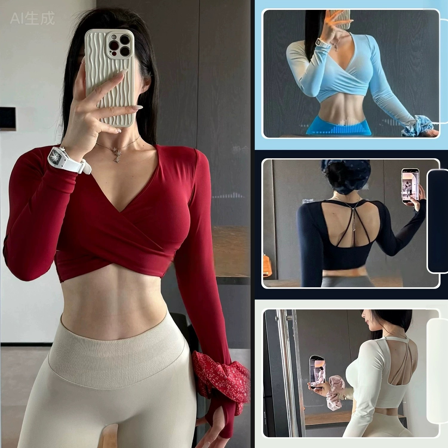 Long-sleeved Yoga Sports Fitne - đánh giá và giá Pilates Yoga Wrap Top