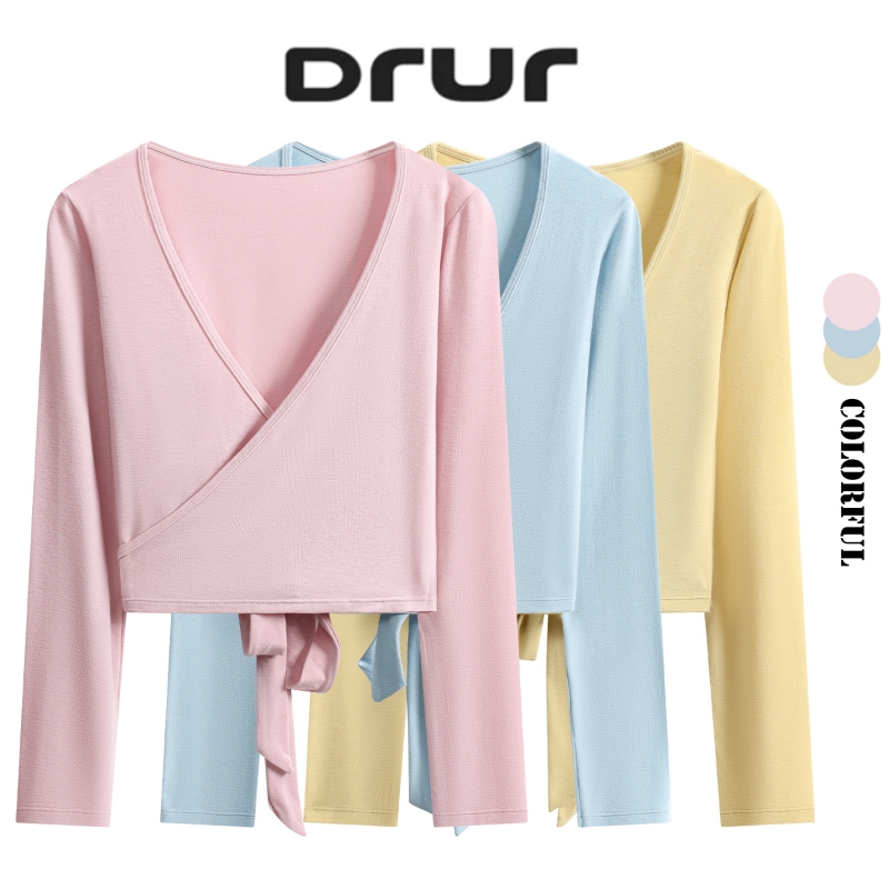DRUR Long Sleeve Wrap Yoga Top - đánh giá và giá Pilates Yoga Wrap Top